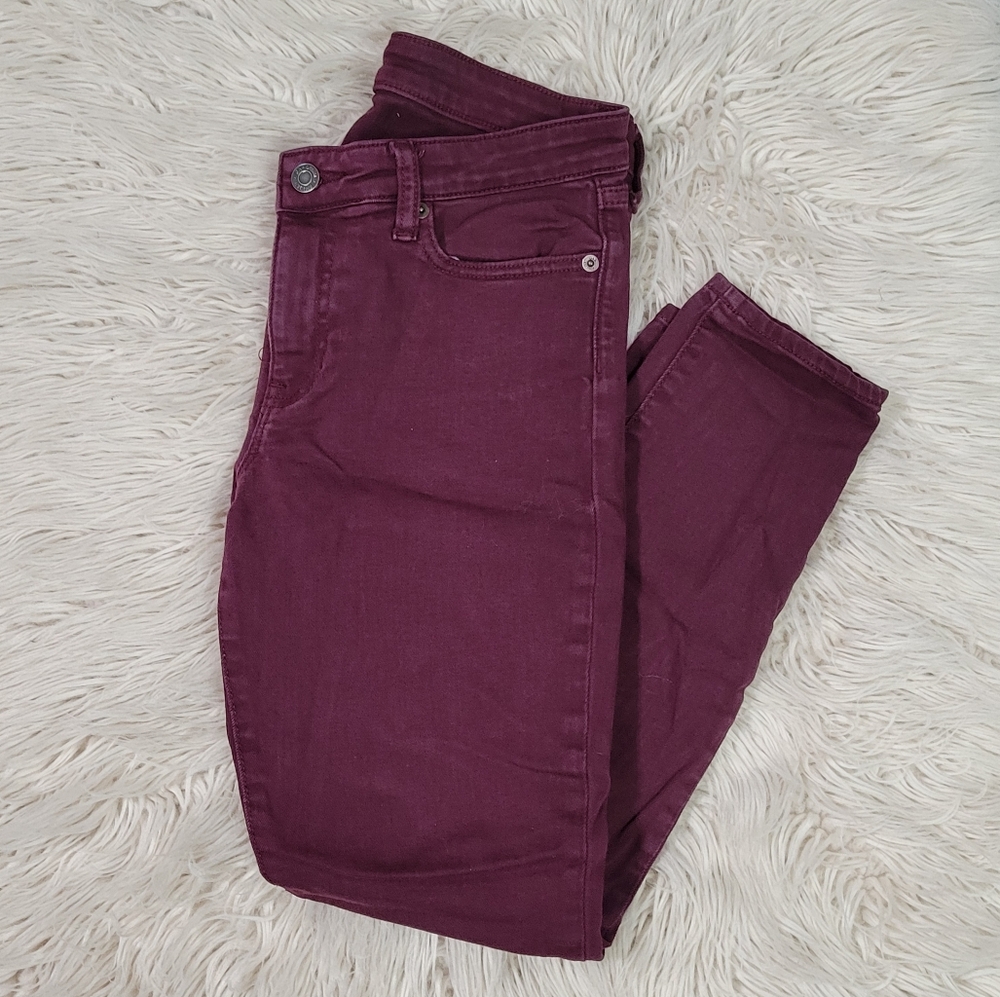 GAP Burgundy Denim Skinny Low Rise Jeans Size 4 / 27